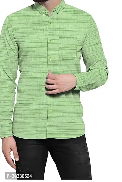 Stylish Green Khadi Cotton Casual Shirt For Men-thumb0