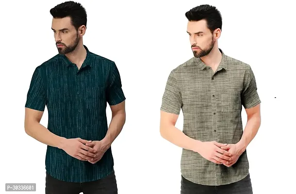 Stylish Multicoloured Khadi Cotton Casual Shirt For Men Combo Of 2