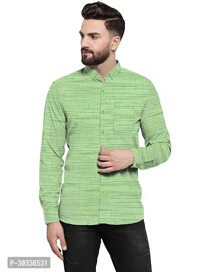 Stylish Green Khadi Cotton Casual Shirt For Men