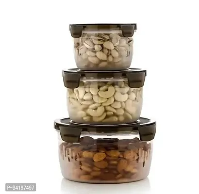 3 Piece Plastic Round Shape Food Grocery Storage Container With Airtight Lid For Kitchen,Jar Set For Kitchen, Kitchen Organizer Container-thumb0