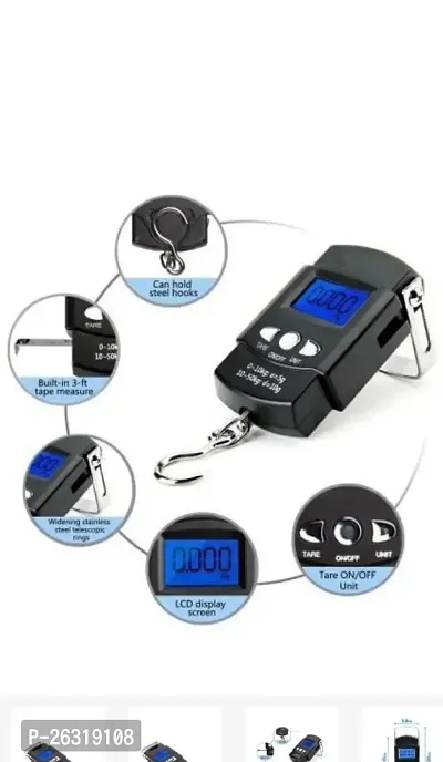 Trendy Styler Electronic Portable Digital Hanging Scale with 2-AAA Battery, Fishing Hook LCD Display Manual Weight Machine-thumb3