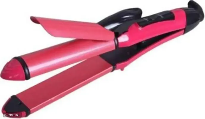 2 In 1 Hair Straightener with Ceramic Coated Plates and Quick Heat-Up And Hair