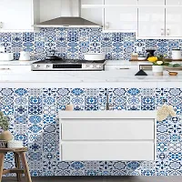 Blue Floral Marble Wallpaper for Marble Sheets for Home Wall Blue Floral Marble Wallpaper for Walls Contact Paper for Kitchen Countertop (Size:60 * 200 Cm) 048-thumb4