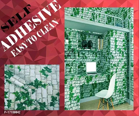 Self adhesive wallpaper sticker brick leaf pattern for wall decoration(300 x 45 cm)