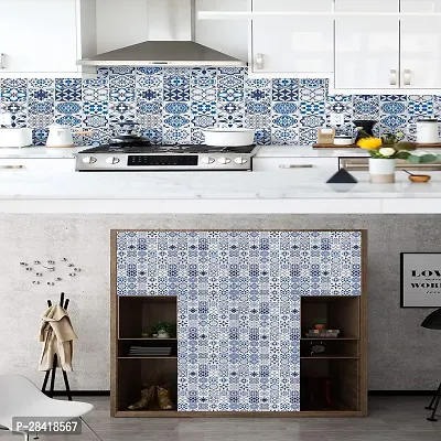 Blue Floral Marble Wallpaper for Marble Sheets for Home Wall Blue Floral Marble Wallpaper for Walls Contact Paper for Kitchen Countertop (Size:60 * 200 Cm) 042-thumb2