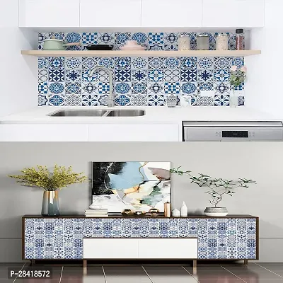 Blue Floral Marble Wallpaper for Marble Sheets for Home Wall Blue Floral Marble Wallpaper for Walls Contact Paper for Kitchen Countertop (Size:60 * 200 Cm) 047-thumb2