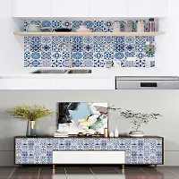 Blue Floral Marble Wallpaper for Marble Sheets for Home Wall Blue Floral Marble Wallpaper for Walls Contact Paper for Kitchen Countertop (Size:60 * 200 Cm) 045-thumb3