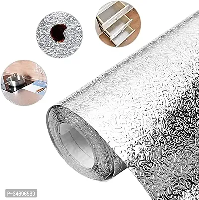 Silver Wallpaper Self Adhesive Sticker For Home And Kitchen Decoration(200 X 60 Cm)-thumb0