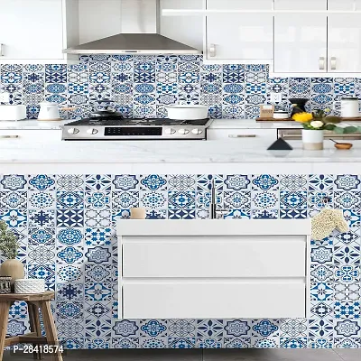 Blue Floral Marble Wallpaper for Marble Sheets for Home Wall Blue Floral Marble Wallpaper for Walls Contact Paper for Kitchen Countertop (Size:60 * 200 Cm) 049-thumb4