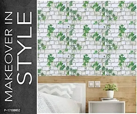 Self adhesive wallpaper sticker brick leaf pattern for wall decoration(300 x 45 cm)-thumb0