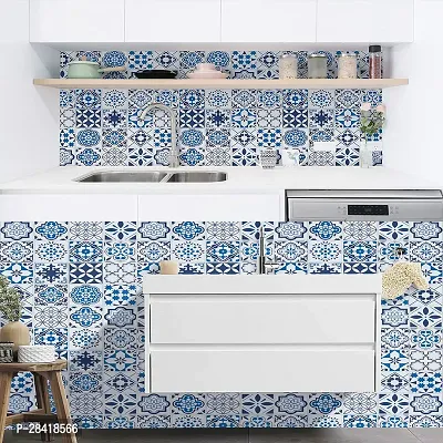 Blue Floral Marble Wallpaper for Marble Sheets for Home Wall Blue Floral Marble Wallpaper for Walls Contact Paper for Kitchen Countertop (Size:60 * 200 Cm) 041-thumb4