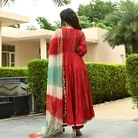 Stylish Red Rayon Kurta, Bottom and Dupatta Set For Women-thumb2