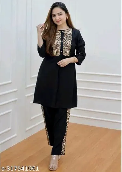 Straight Viscose Rayon Kurta Bottom Set For Women