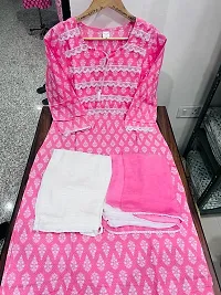 Stylish Pink Rayon Kurta, Bottom and Dupatta Set For Women-thumb2