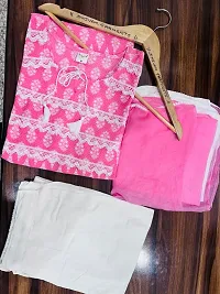 Stylish Pink Rayon Kurta, Bottom and Dupatta Set For Women-thumb3