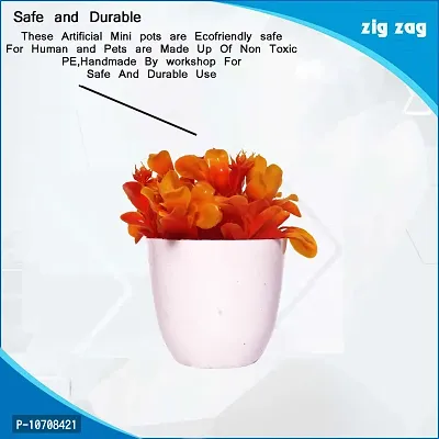 zig zag Artificial Small Flower Potted Plants with Beautiful Cute Mini Orange Bonsai for Home , Room, Office Decor Set of Two-thumb4