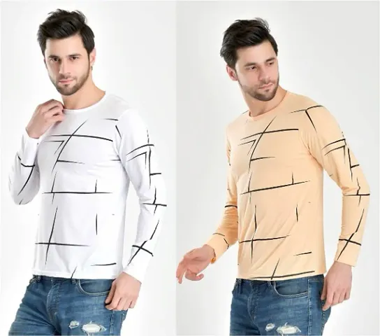 Trendy Blend Full Sleeve T Shirt for Men Pack Of 2