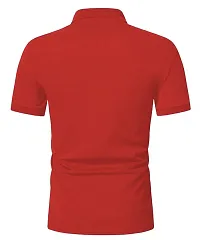 Cotton Blend Fabric Polo Neck Half Sleeves Plain T-shirt-thumb3