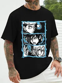 Trendy Cotton Blend Fabric Round Neck Anime Print T-Shirt-thumb1