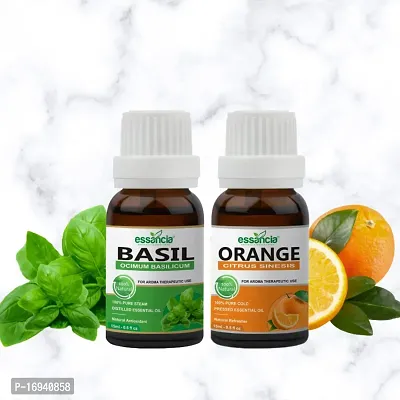 Essential Oils Basil  Orange Oils Combo Set Pack of 2 100% Natural, Undiluted, Pure  Therapeutic Grade Essential Oils Kit.-thumb0