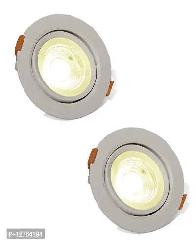 Skymax Indoor Rotatable LED Light ,Cob Round With Driver And Clips, 6 Watts Combo, Pack Of 2