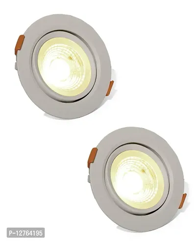 Skymax Indoor Rotatable LED Light ,Cob Round With Driver And Clips, 9 Watts Combo, Pack Of 2