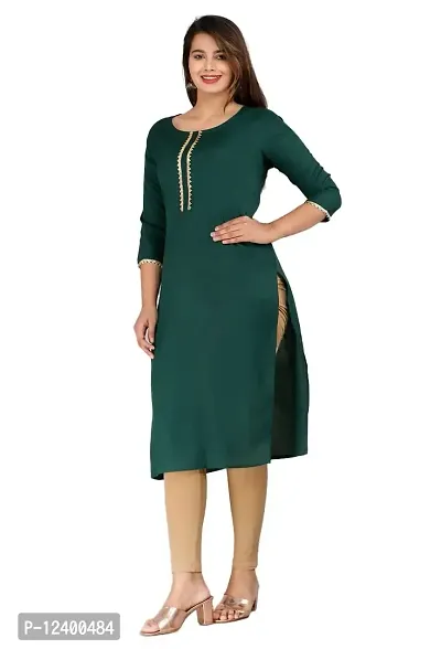 FREZZL Women's Border Work Straight Kurti-thumb4