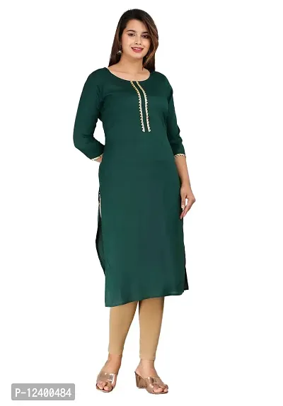 FREZZL Women's Border Work Straight Kurti-thumb5