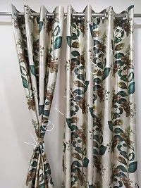 Vervique 3D Digital Printed Floral Window Green Curtains for Home and Living Room, 4*5ft, Set of 3 pcs.-thumb2