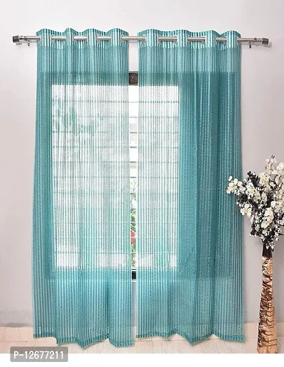 Vervique Polyester Beautiful Design Sheer Tissue Net Curtains 7 Feet Long Set of 2 | 4*7ft 122*213 cm | Parde for Living Room and Bedroom | Aqua Curtains |lightweight