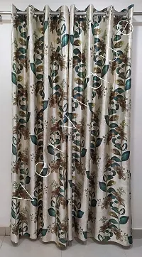 Vervique 3D Digital Printed Floral Window Green Curtains for Home and Living Room, 4*5ft, Set of 3 pcs.-thumb1