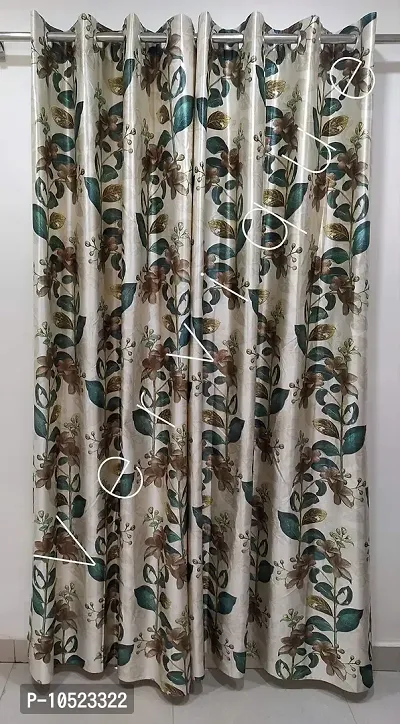 Vervique 3D Digital Printed Floral Window Green Curtains for Home and Living Room, 4*5ft, Set of 3 pcs.-thumb2