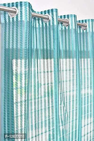 Vervique Polyester Beautiful Design Sheer Tissue Net Curtains 7 Feet Long Set of 2 | 4*7ft 122*213 cm | Parde for Living Room and Bedroom | Aqua Curtains |lightweight-thumb2