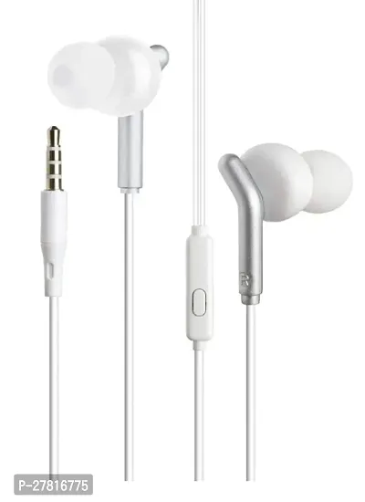 Stylish White In-ear Wired Headphones With Microphone-thumb0