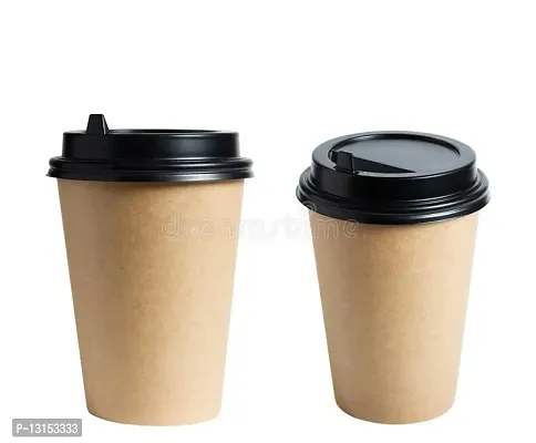 Biodis Kraft Paper Cup 250 ML with Black LID (Pack of 50)-thumb4