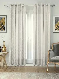 HG DECOR Cotton Cream Solid Sheer Window Curtains SEMI Transparent - 1 Piece with TIE-thumb1