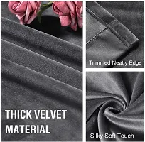 HG DECOR Premium Soft Grey Velvet Curtains with TIEBACK Attached for Window (54x60 Inches) - 1 Piece-thumb3