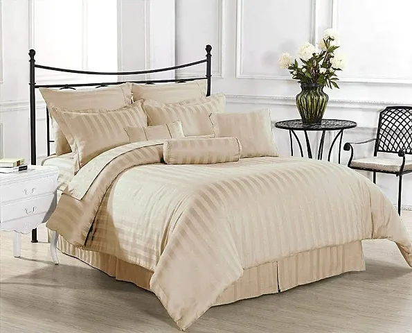 HG DECOR Cotton Single Bed Striped Cotton Bed Sheet with 1 Pillow Cover