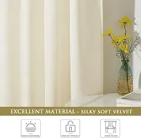 HG DECOR Premium Soft Ivory Velvet Curtains with TIEBACK Attached for Window (54x60 Inches) - 1 Piece, Washable-thumb3