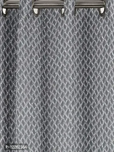 HG DECOR Cotton Solid Grey Sheer Door Curtains SEMI Transparent - 1 Piece with TIE-thumb4