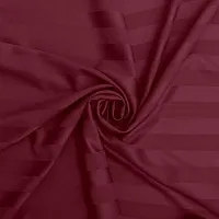 HG DECOR Cotton Single Bed Striped Cotton Bed Sheet with 1 Pillow Cover (Maroon)-thumb1