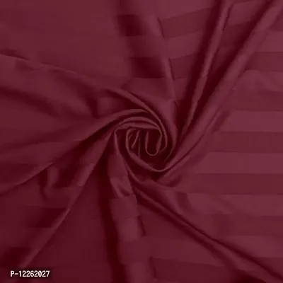 HG DECOR Cotton Single Bed Striped Cotton Bed Sheet with 1 Pillow Cover (Maroon)-thumb2