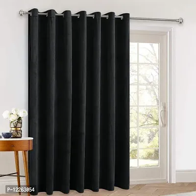 HG DECOR Premium Soft Black Velvet Curtains with TIEBACK Attached for Window (54x60 Inches) - 1 Piece-thumb0