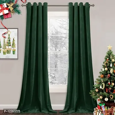 HG DECOR Premium Soft Bottle Green Velvet Curtains with TIEBACK Attached for Window (54x60 Inches) - 1 Piece, Washable