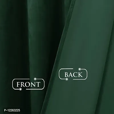 HG DECOR Premium Soft Bottle Green Velvet Curtains with TIEBACK Attached for Window (54x60 Inches) - 1 Piece, Washable-thumb2