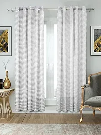 HG DECOR Cotton Solid Sheer Curtains SEMI Transparent - 1 Piece with TIE-thumb1