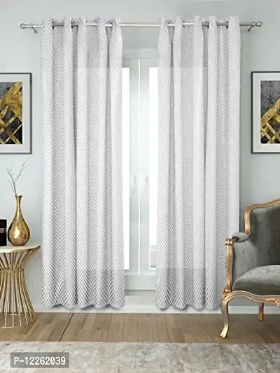 HG DECOR Cotton Solid Sheer Curtains SEMI Transparent - 1 Piece with TIE-thumb2