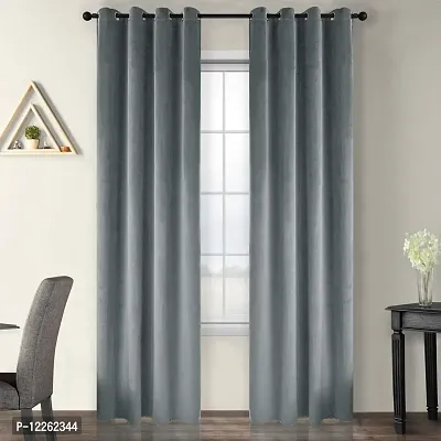 HG DECOR Premium Soft Grey Velvet Curtains with TIEBACK Attached for Window (54x60 Inches) - 1 Piece