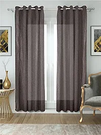 HG DECOR Cotton Solid Sheer Curtains SEMI Transparent - 1 Piece with TIE-thumb1