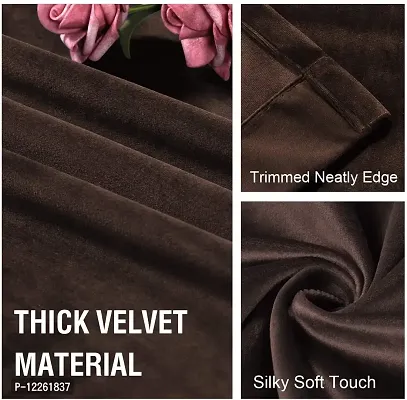 HG DECOR Premium Soft Brown Velvet Curtains with TIEBACK Attached for Window (54x60 Inches) - 1 Piece-thumb3